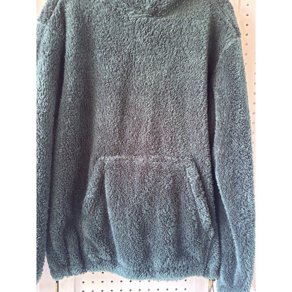H&M Women's Small Green Hooded Sherpa Relaxed Fit Cozy Lounge Hoodie - Picture 3 of 6